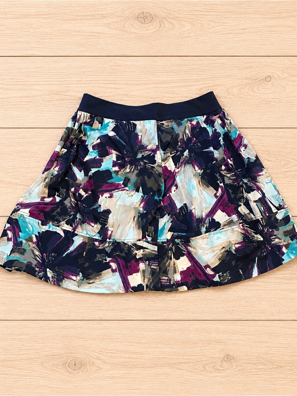 Apostrophe Abstract Floral Skirt Size 14 Navy Purple Blue